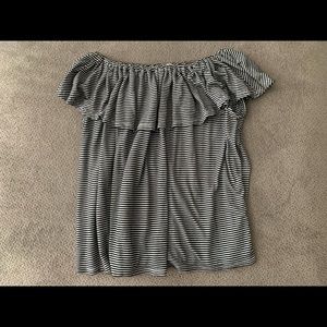 Off the shoulder striped tee